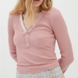 Urban Outfitters BDG Meryl Snap Button Front Henley Sweater